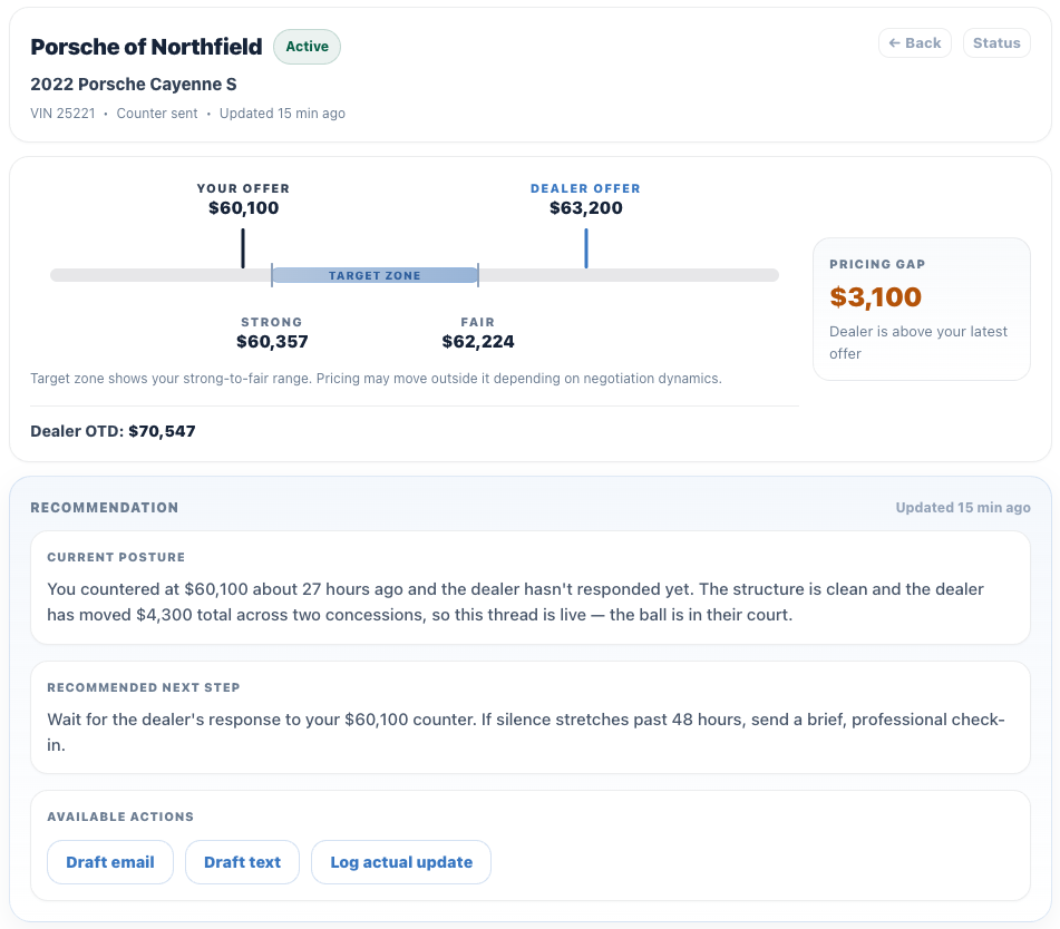 Negotiation Advisor detail view