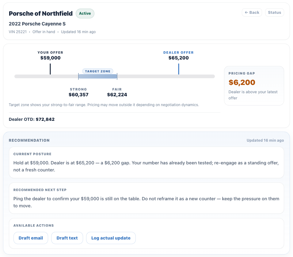 Negotiation Advisor detail view